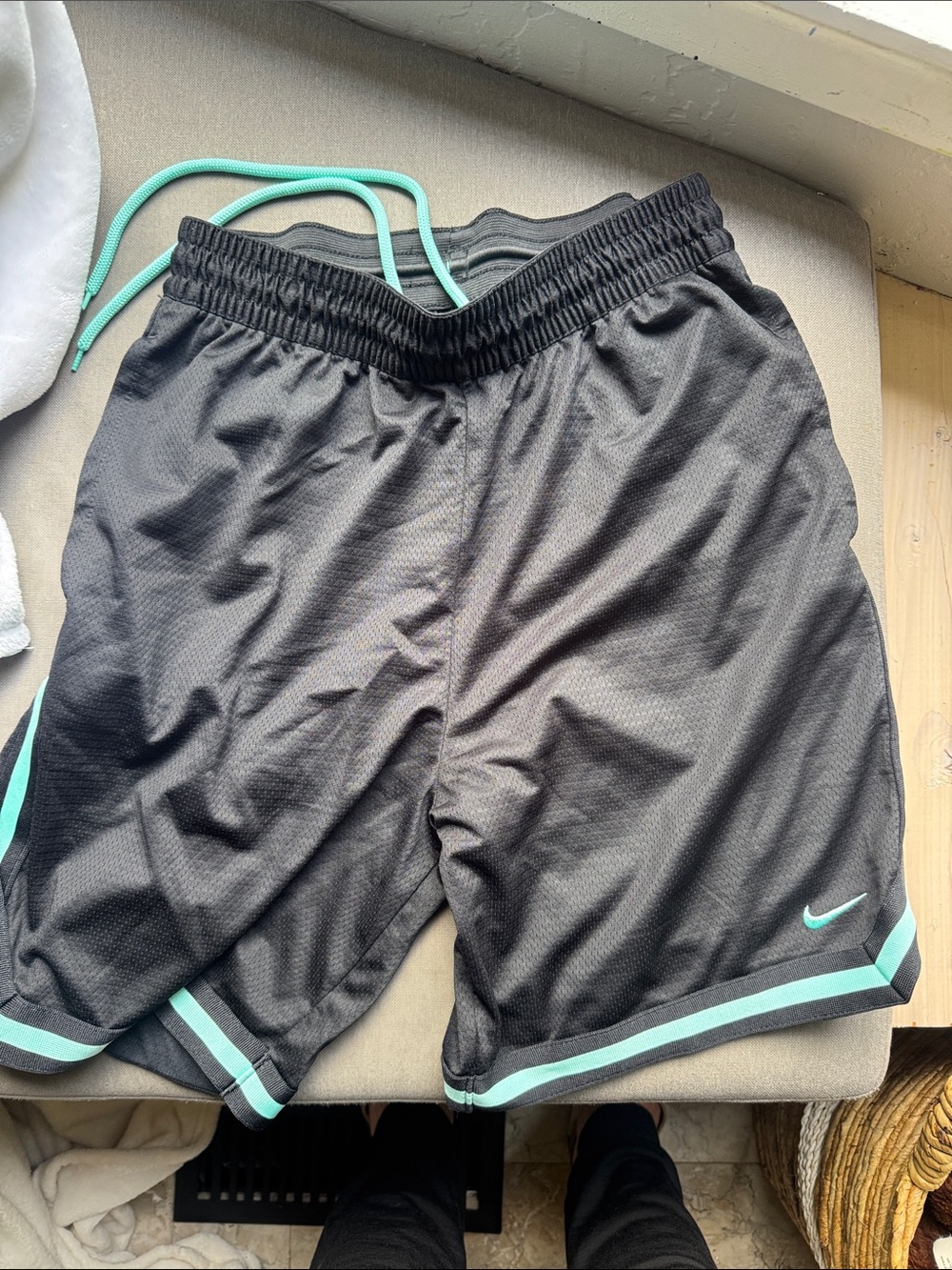 Nike Black Athletic Shorts with Aqua Trim